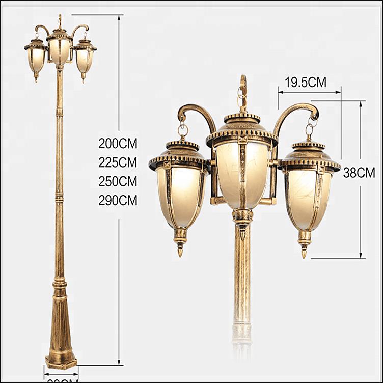 Outdoor 2 - 3M Ancient three lampadaires Garden lampadaires Ancient European Decorative Road lampadaires